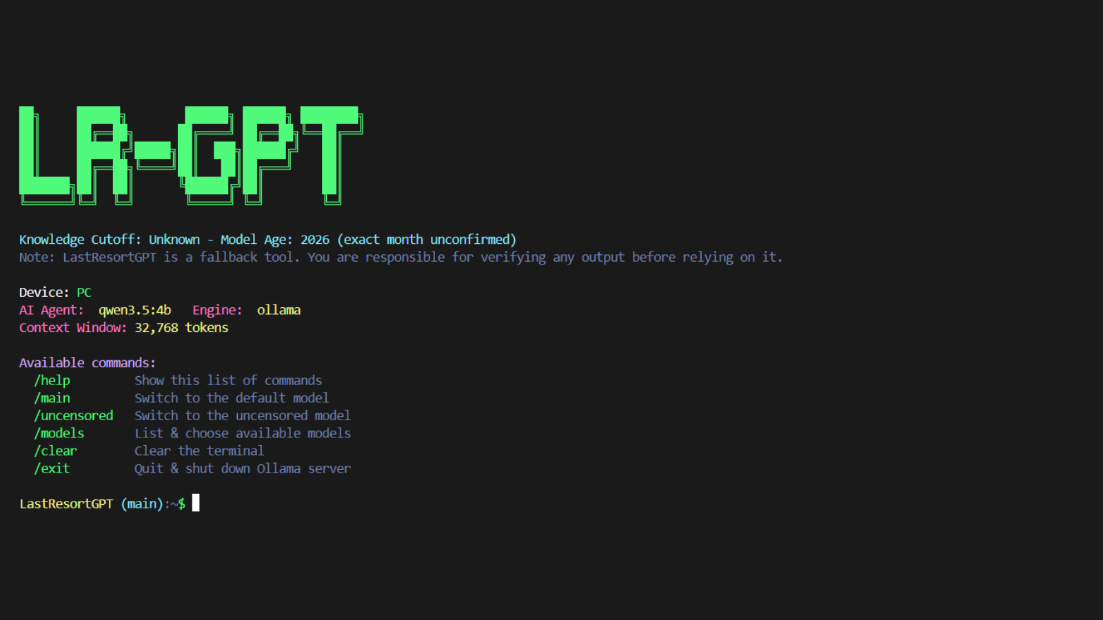 LastResortGPT screenshot 1