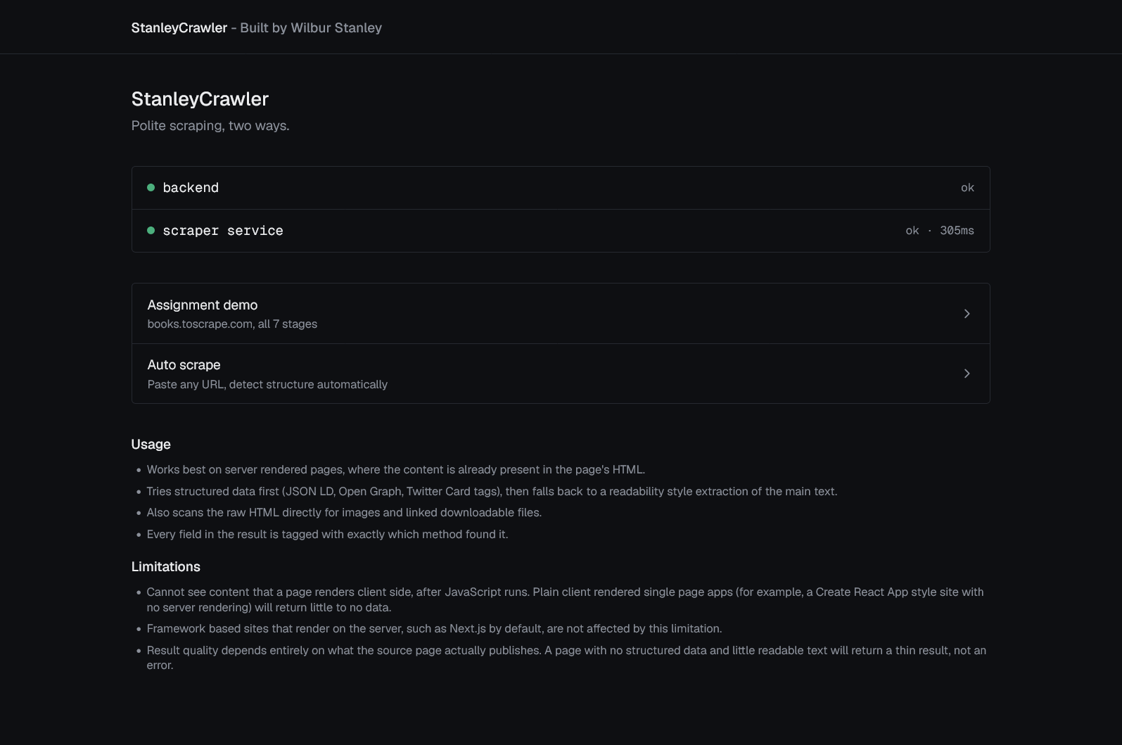 StanleyCrawler screenshot 1
